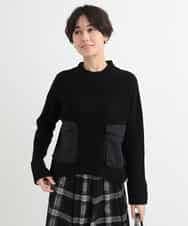 ZMFCB85108 al'aise modulation(アレーズモジュレーション) 異素材ポケットドッキングニットプルオーバー ブラック