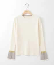 ZMFCE01069 al'aise modulation(アレーズモジュレーション) 【洗える】袖口フレア配色リブニット アイボリー