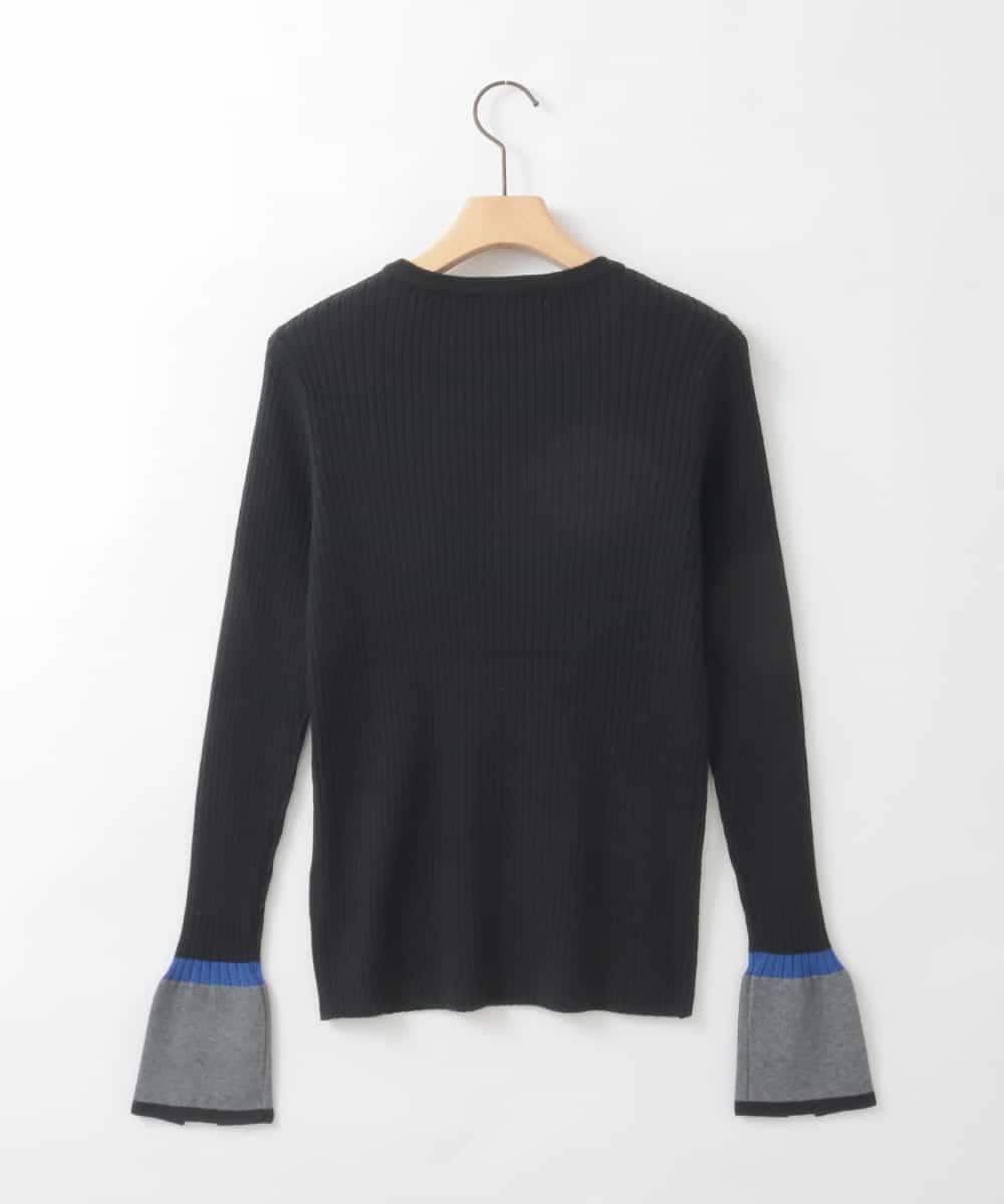ZMFCE01069 al'aise modulation(アレーズモジュレーション) 【洗える】袖口フレア配色リブニット ブラック