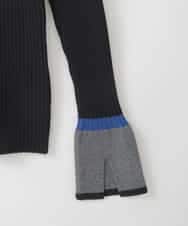 ZMFCE01069 al'aise modulation(アレーズモジュレーション) 【洗える】袖口フレア配色リブニット ブラック