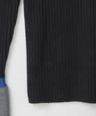 ZMFCE01069 al'aise modulation(アレーズモジュレーション) 【洗える】袖口フレア配色リブニット ブラック