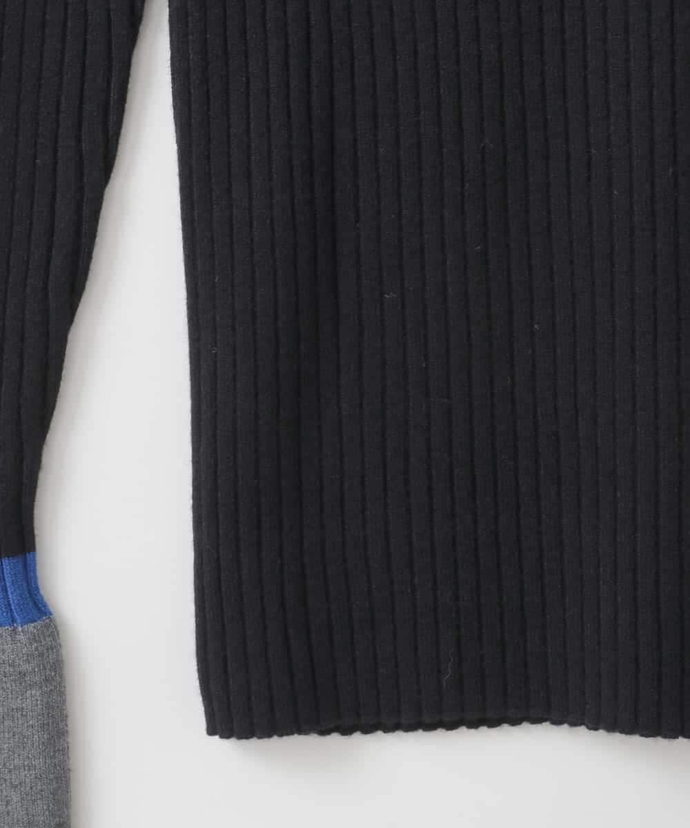 ZMFCE01069 al'aise modulation(アレーズモジュレーション) 【洗える】袖口フレア配色リブニット ブラック