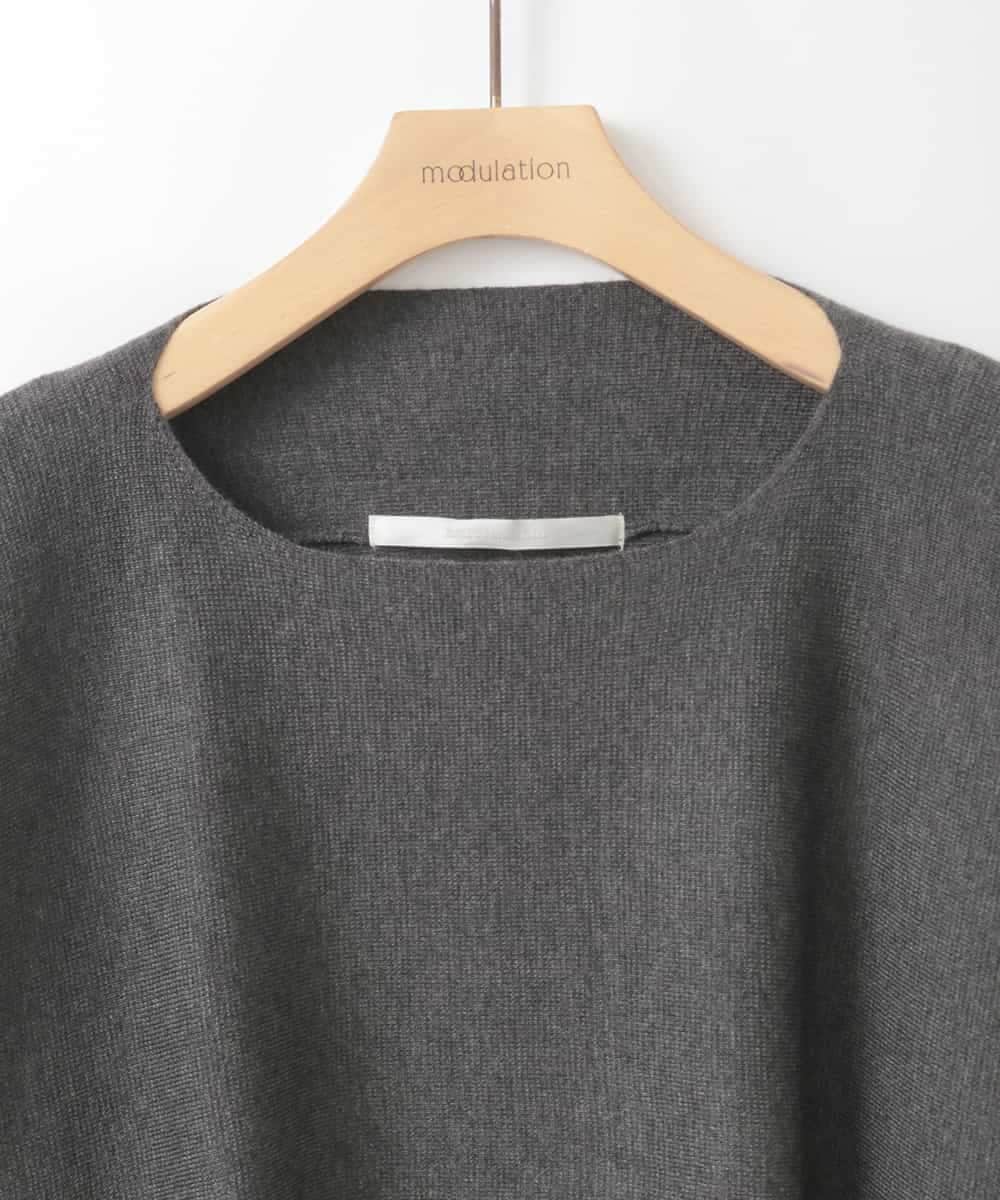 ZMFCE02098 al'aise modulation(アレーズモジュレーション) 【洗える】ラウンドヘムラインニットプルオーバー ダークグレー