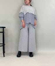 ZMFCE03128 al'aise modulation(アレーズモジュレーション) 【洗える】ニットレイヤードブラウス ライトグレー