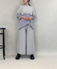 ZMFCE03128 al'aise modulation(アレーズモジュレーション) 【洗える】ニットレイヤードブラウス ライトグレー