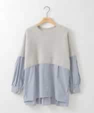 ZMFCE03128 al'aise modulation(アレーズモジュレーション) 【洗える】ニットレイヤードブラウス ライトグレー