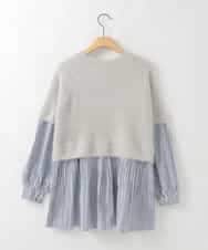 ZMFCE03128 al'aise modulation(アレーズモジュレーション) 【洗える】ニットレイヤードブラウス ライトグレー