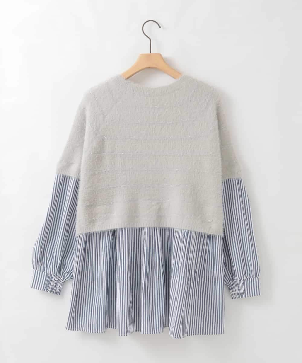 ZMFCE03128 al'aise modulation(アレーズモジュレーション) 【洗える】ニットレイヤードブラウス ライトグレー