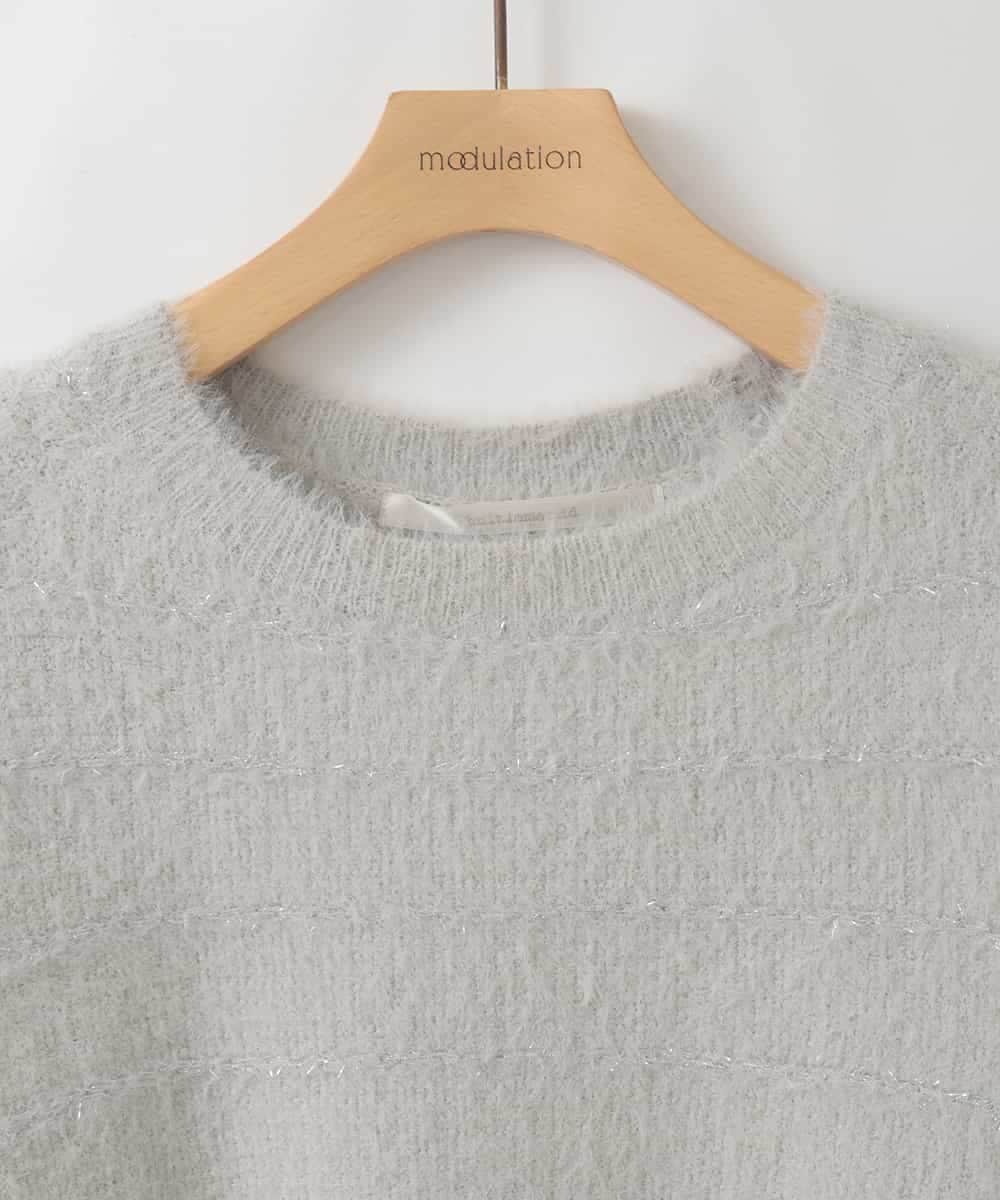 ZMFCE03128 al'aise modulation(アレーズモジュレーション) 【洗える】ニットレイヤードブラウス ライトグレー