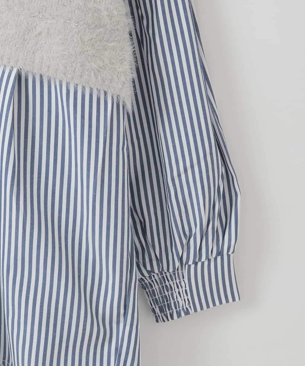 ZMFCE03128 al'aise modulation(アレーズモジュレーション) 【洗える】ニットレイヤードブラウス ライトグレー