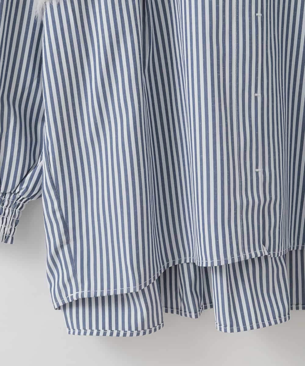 ZMFCE03128 al'aise modulation(アレーズモジュレーション) 【洗える】ニットレイヤードブラウス ライトグレー