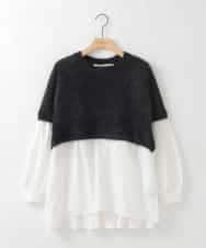 ZMFCE03128 al'aise modulation(アレーズモジュレーション) 【洗える】ニットレイヤードブラウス ブラック