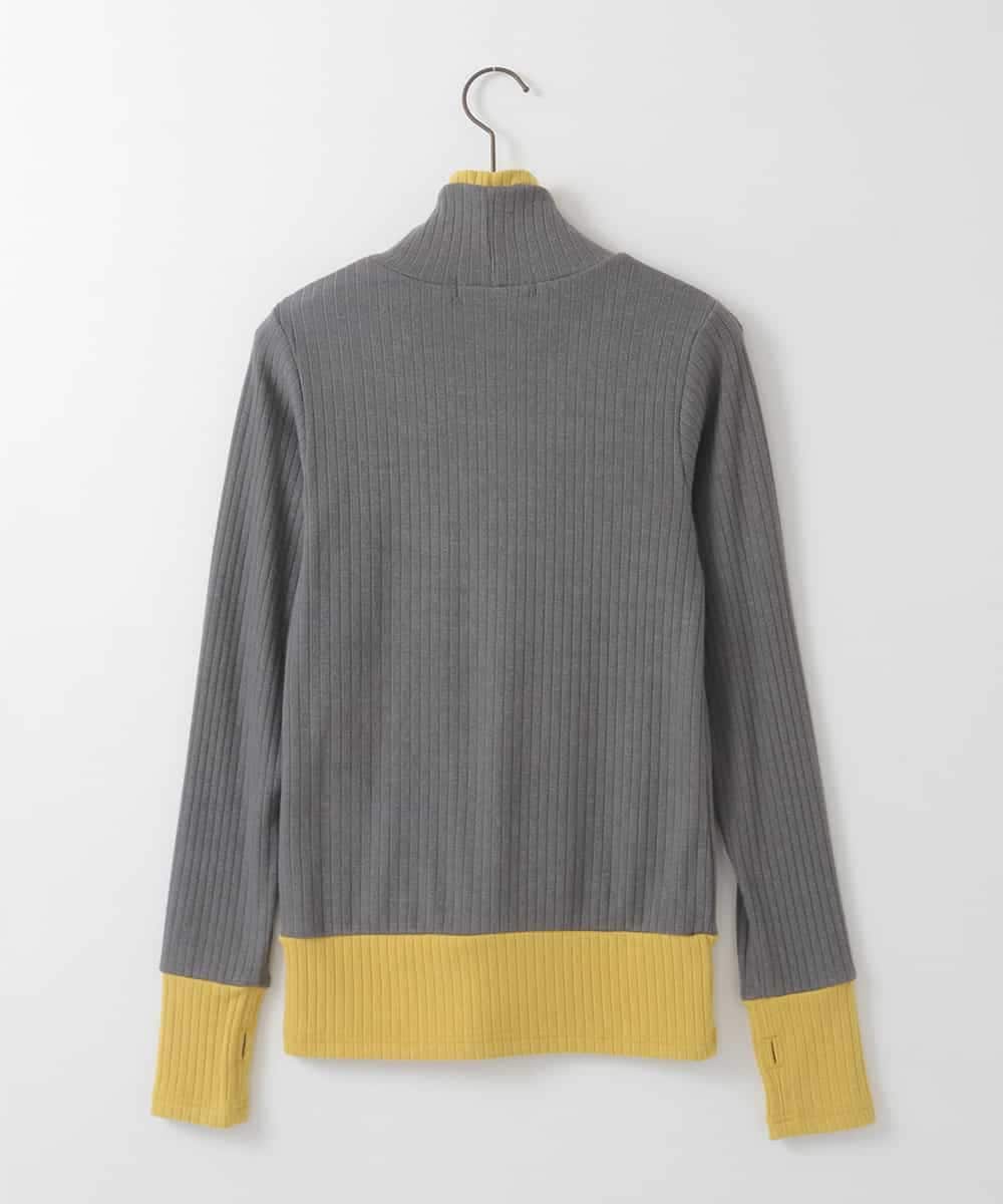 ZMFCE05089 al'aise modulation(アレーズモジュレーション) 配色切り替えリブハイネックプルオーバー ダークグレー