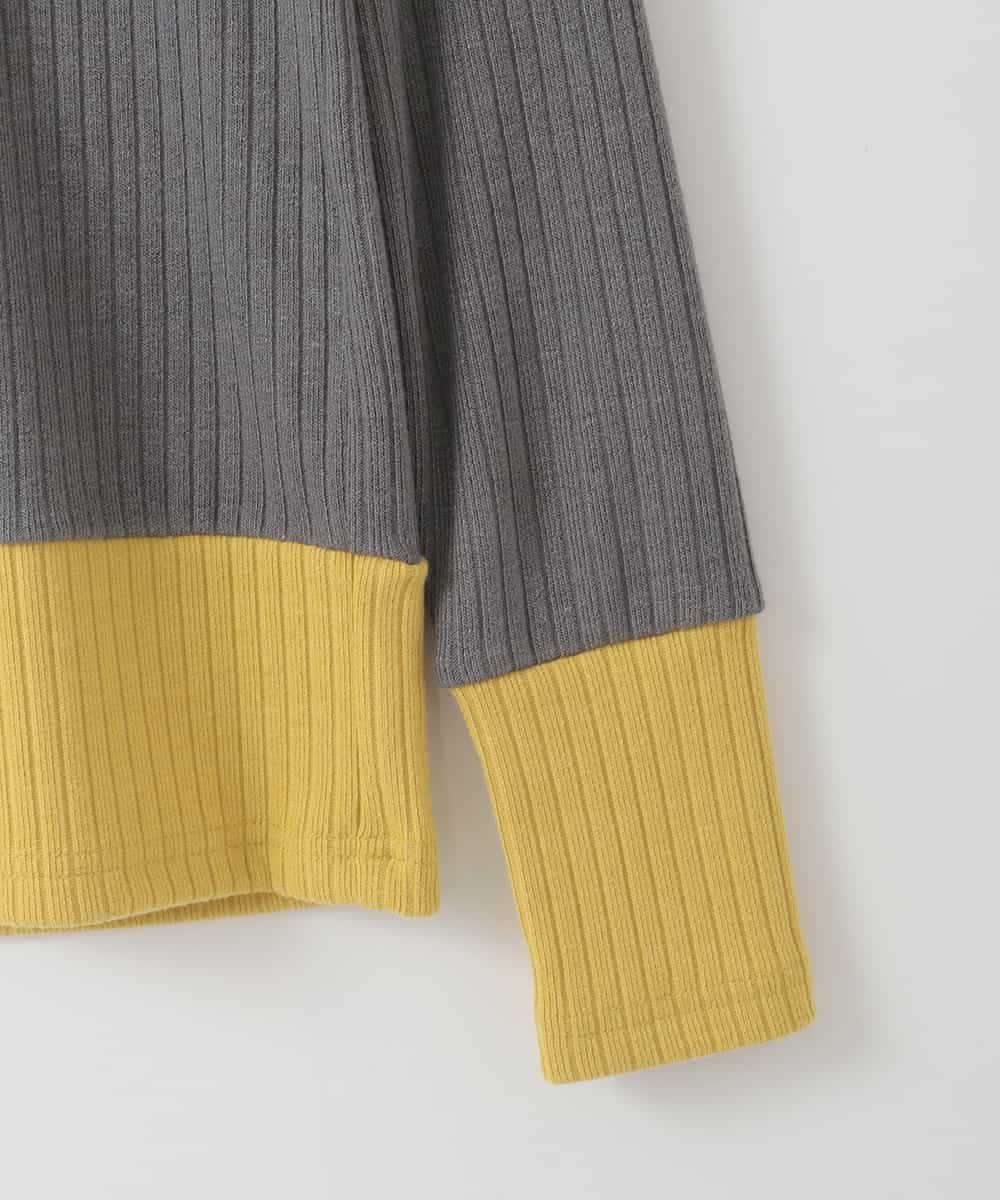 ZMFCE05089 al'aise modulation(アレーズモジュレーション) 配色切り替えリブハイネックプルオーバー ダークグレー