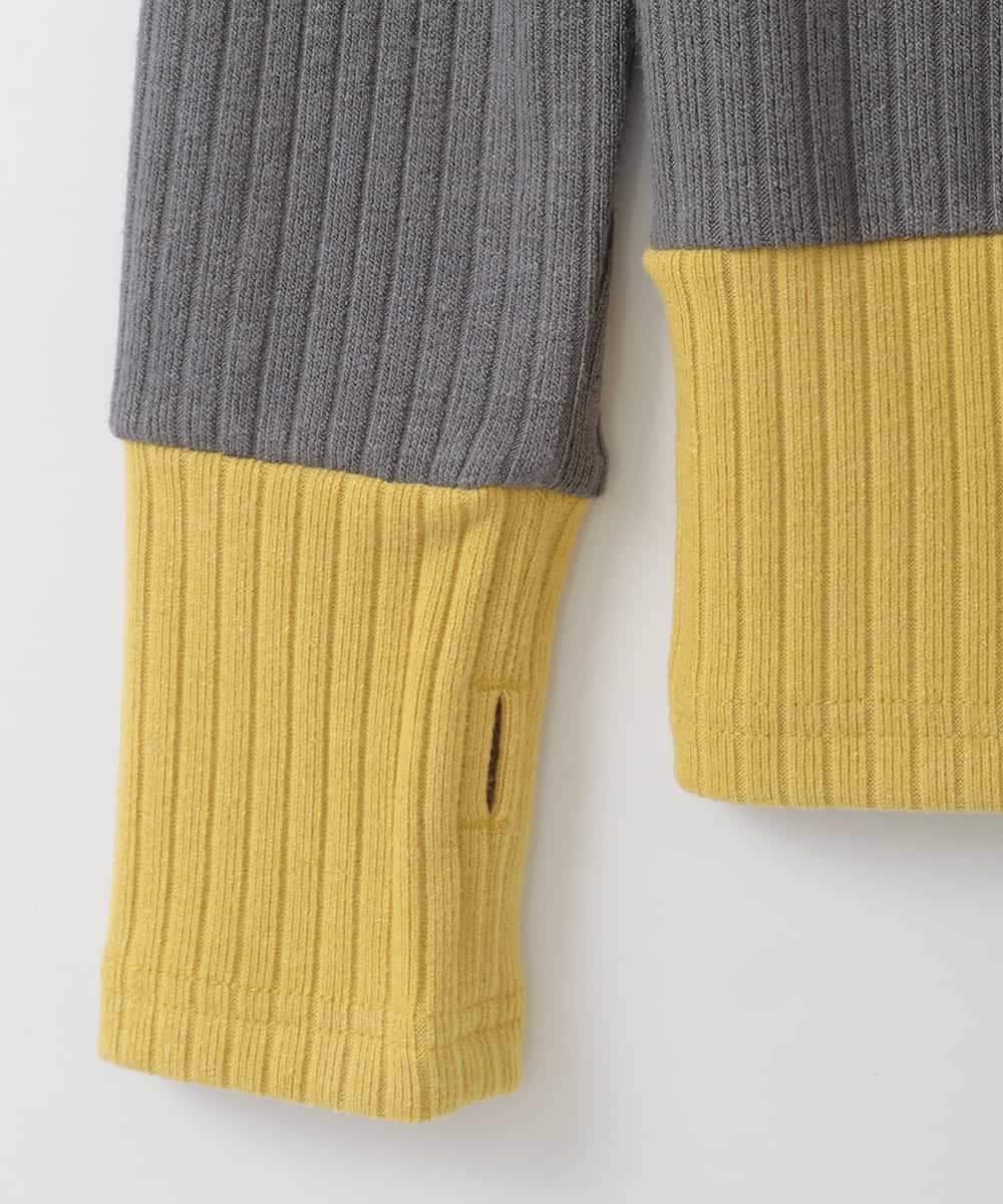 ZMFCE05089 al'aise modulation(アレーズモジュレーション) 配色切り替えリブハイネックプルオーバー ダークグレー