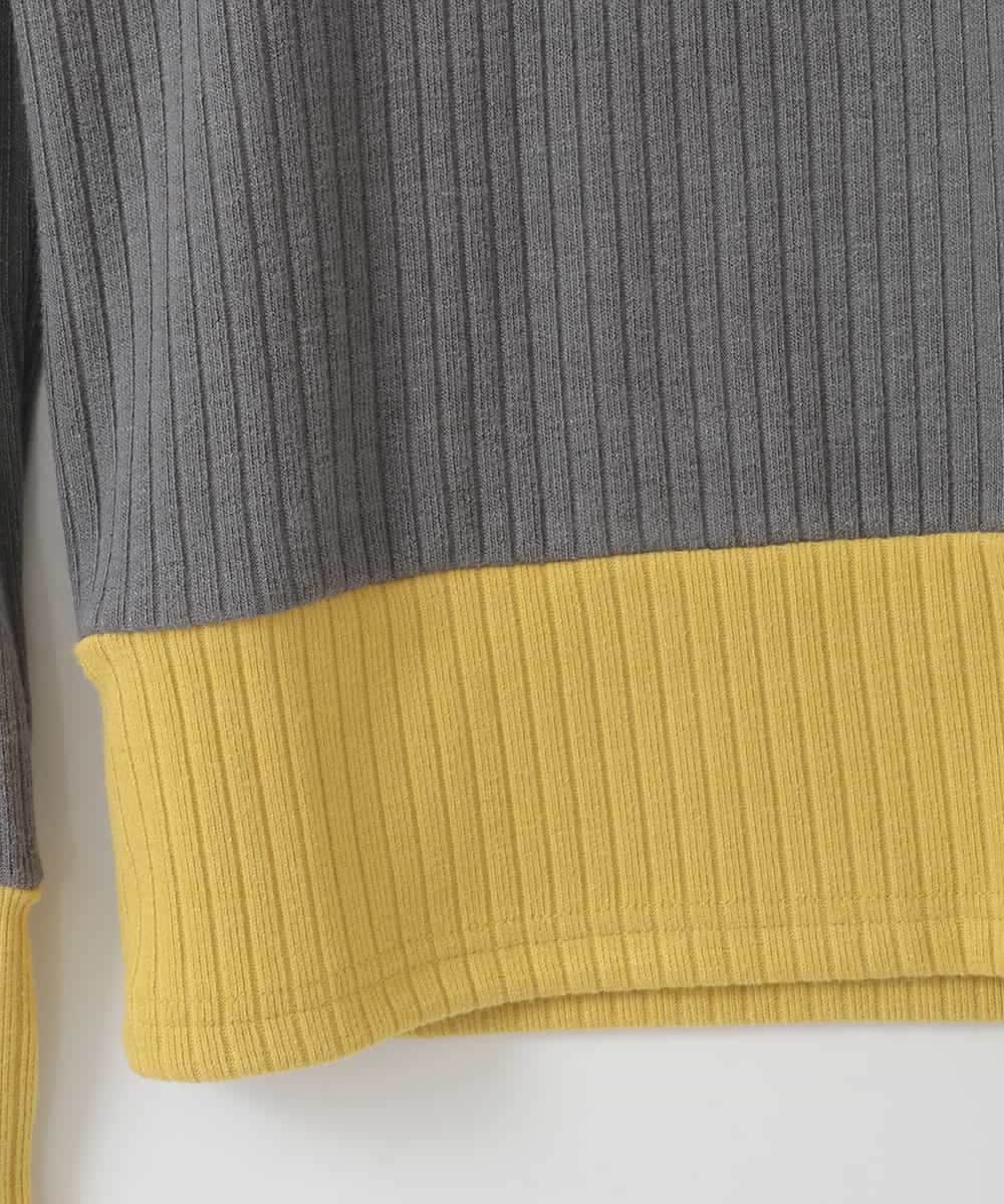 ZMFCE05089 al'aise modulation(アレーズモジュレーション) 配色切り替えリブハイネックプルオーバー ダークグレー