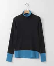 ZMFCE05089 al'aise modulation(アレーズモジュレーション) 配色切り替えリブハイネックプルオーバー ブラック