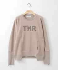 ZMFCE06128 al'aise modulation(アレーズモジュレーション) 起毛スウェットスパングルロゴプルオーバー ダークグレー