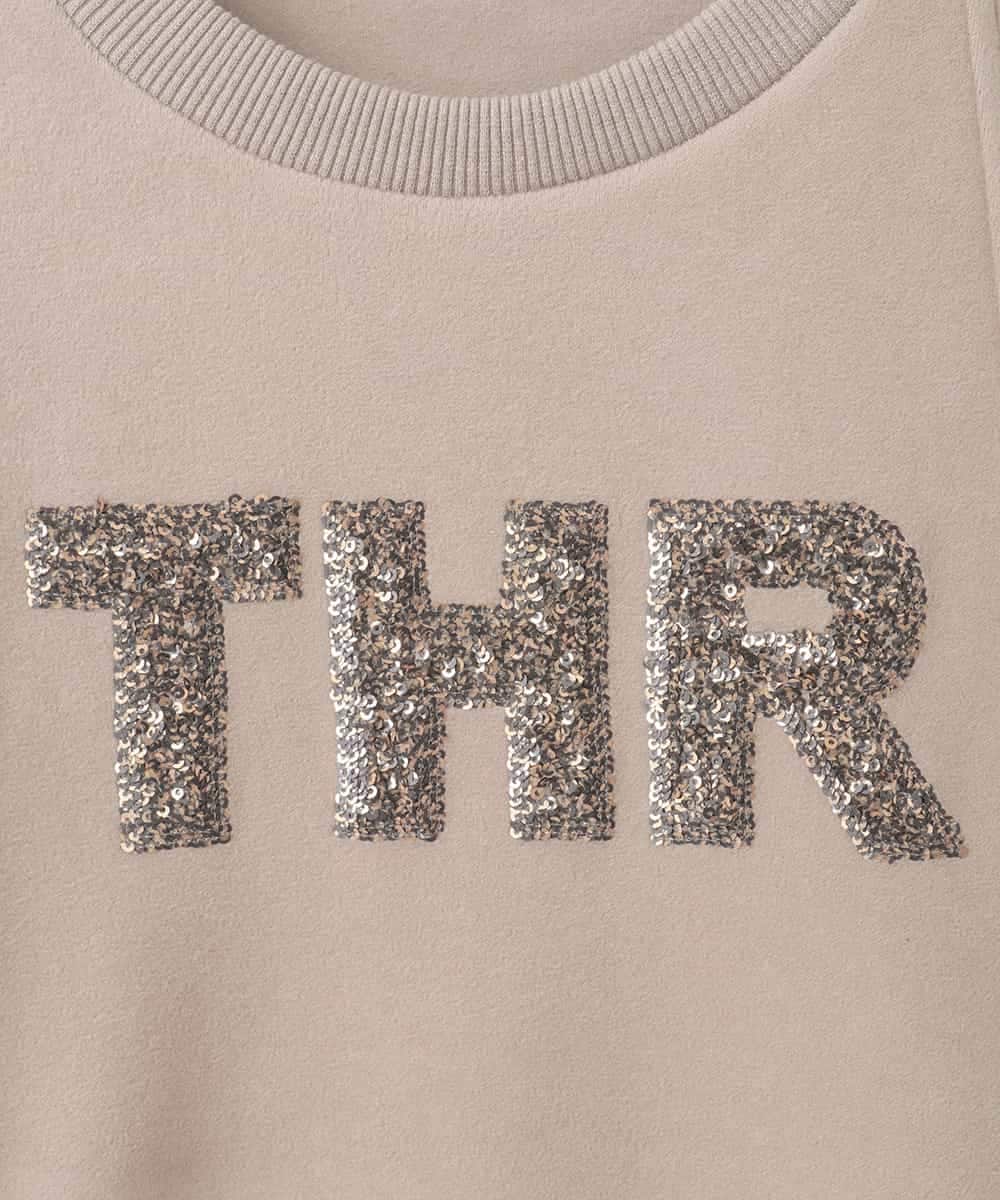 ZMFCE06128 al'aise modulation(アレーズモジュレーション) 起毛スウェットスパングルロゴプルオーバー ダークグレー