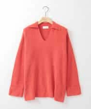 ZMFCE07120 al'aise modulation(アレーズモジュレーション) 衿付きVネックモールヤーンプルオーバー レッド