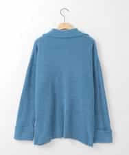 ZMFCE07120 al'aise modulation(アレーズモジュレーション) 衿付きVネックモールヤーンプルオーバー ブルー