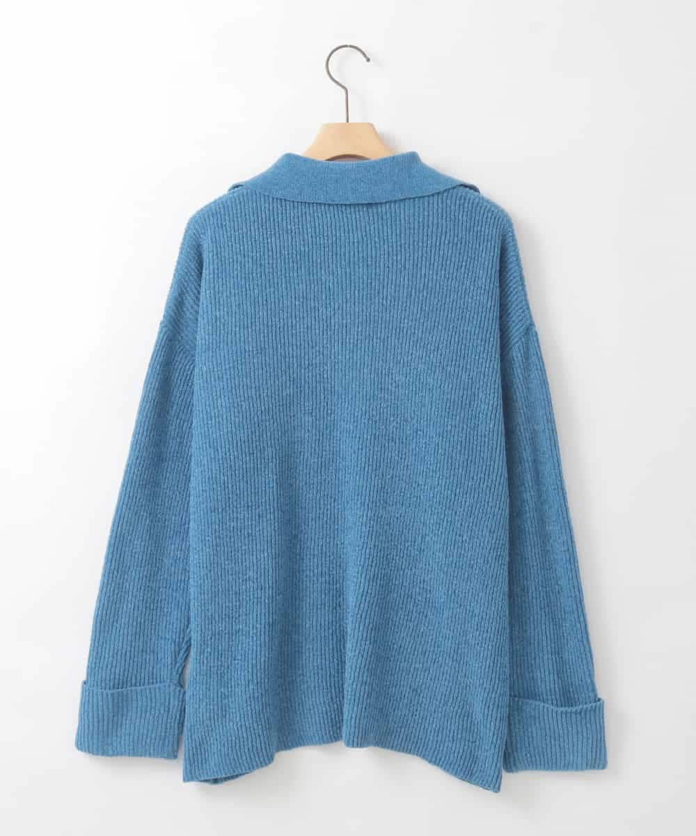 ZMFCE07120 al'aise modulation(アレーズモジュレーション) 衿付きVネックモールヤーンプルオーバー ブルー