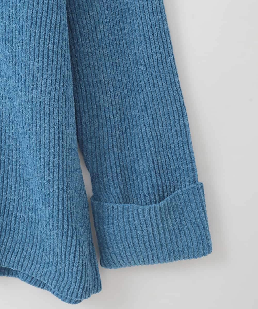 ZMFCE07120 al'aise modulation(アレーズモジュレーション) 衿付きVネックモールヤーンプルオーバー ブルー