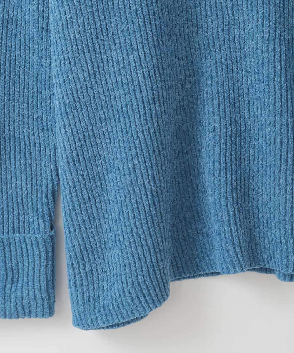 ZMFCE07120 al'aise modulation(アレーズモジュレーション) 衿付きVネックモールヤーンプルオーバー ブルー
