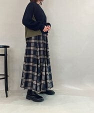 ZMFCE08160 al'aise modulation(アレーズモジュレーション) 【洗える】異素材MIXニットプルオーバー ネイビー