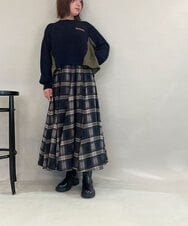 ZMFCE08160 al'aise modulation(アレーズモジュレーション) 【洗える】異素材MIXニットプルオーバー ネイビー