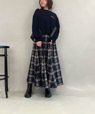 ZMFCE08160 al'aise modulation(アレーズモジュレーション) 【洗える】異素材MIXニットプルオーバー ネイビー