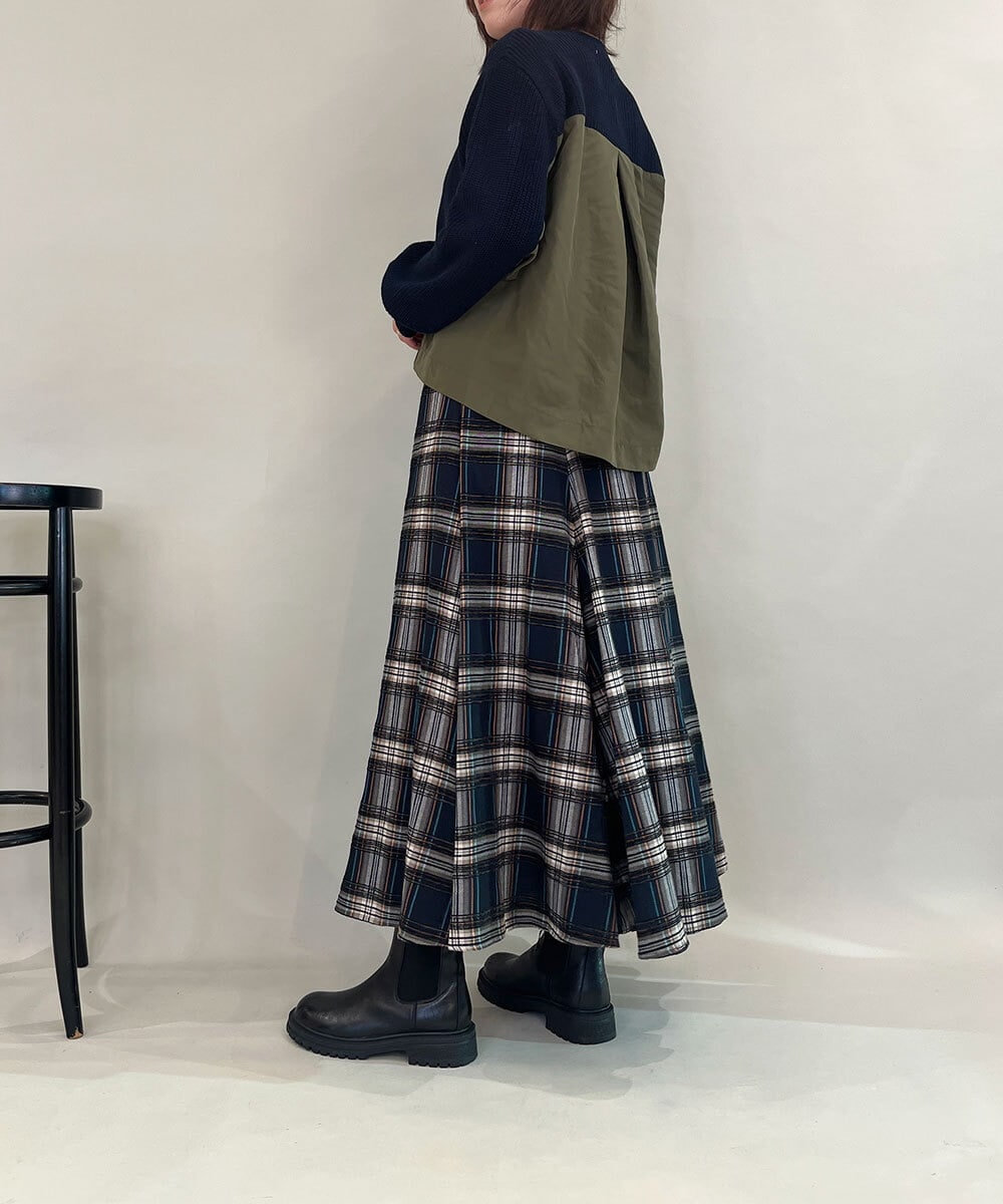 ZMFCE08160 al'aise modulation(アレーズモジュレーション) 【洗える】異素材MIXニットプルオーバー ネイビー