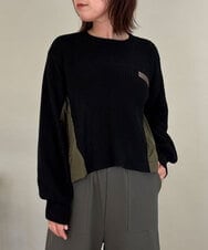 ZMFCE08160 al'aise modulation(アレーズモジュレーション) 【洗える】異素材MIXニットプルオーバー ブラック