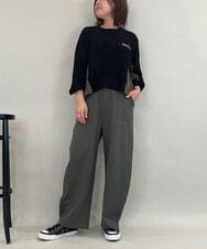 ZMFCE08160 al'aise modulation(アレーズモジュレーション) 【洗える】異素材MIXニットプルオーバー ブラック