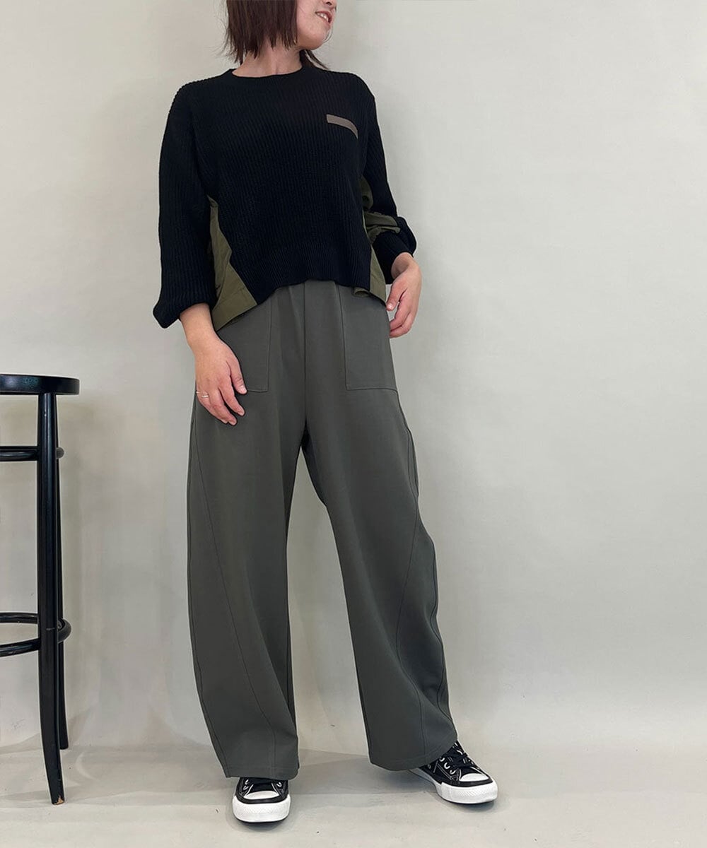 ZMFCE08160 al'aise modulation(アレーズモジュレーション) 【洗える】異素材MIXニットプルオーバー ブラック