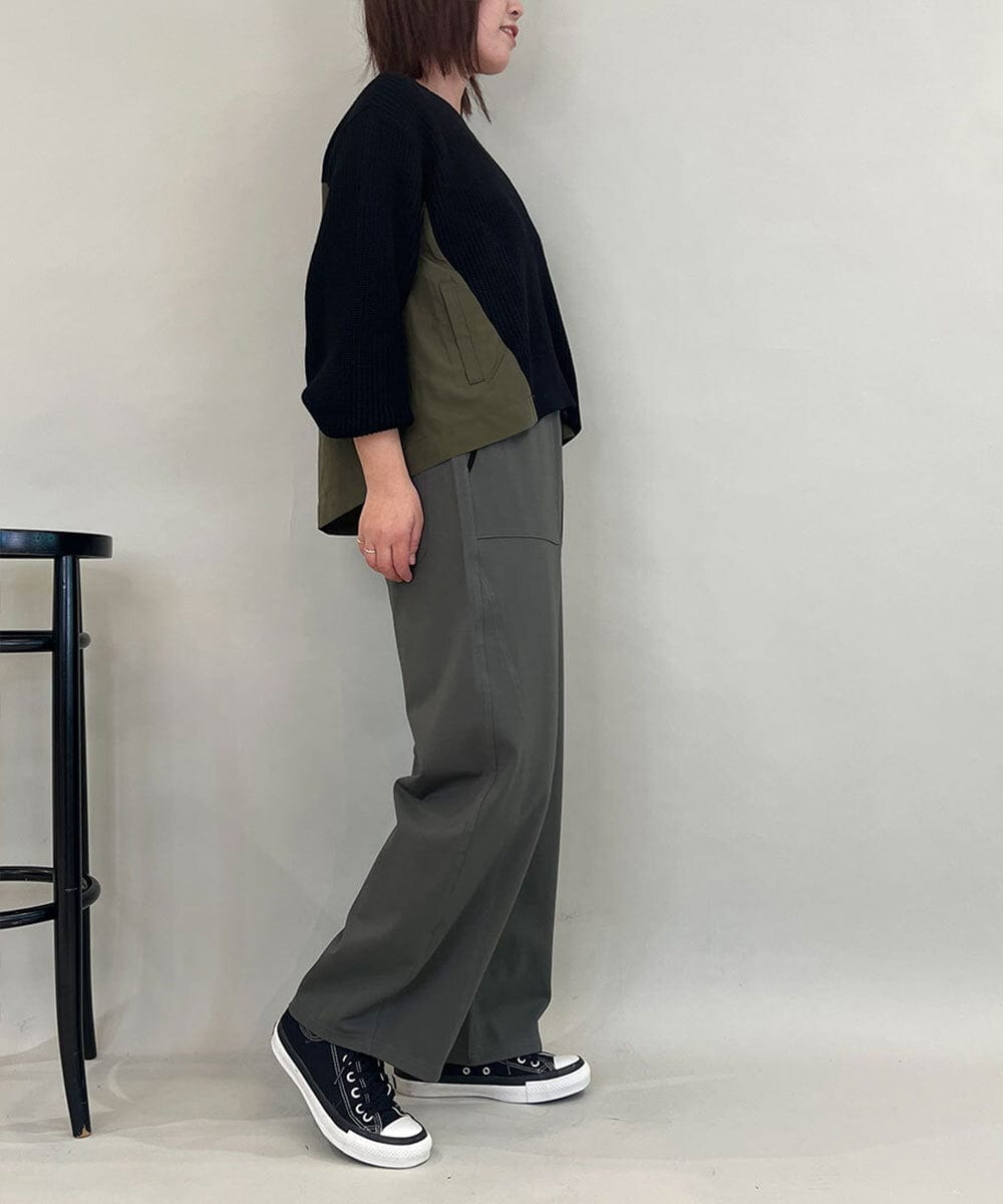 ZMFCE08160 al'aise modulation(アレーズモジュレーション) 【洗える】異素材MIXニットプルオーバー ブラック