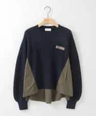 ZMFCE08160 al'aise modulation(アレーズモジュレーション) 【洗える】異素材MIXニットプルオーバー ネイビー