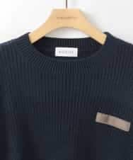 ZMFCE08160 al'aise modulation(アレーズモジュレーション) 【洗える】異素材MIXニットプルオーバー ネイビー