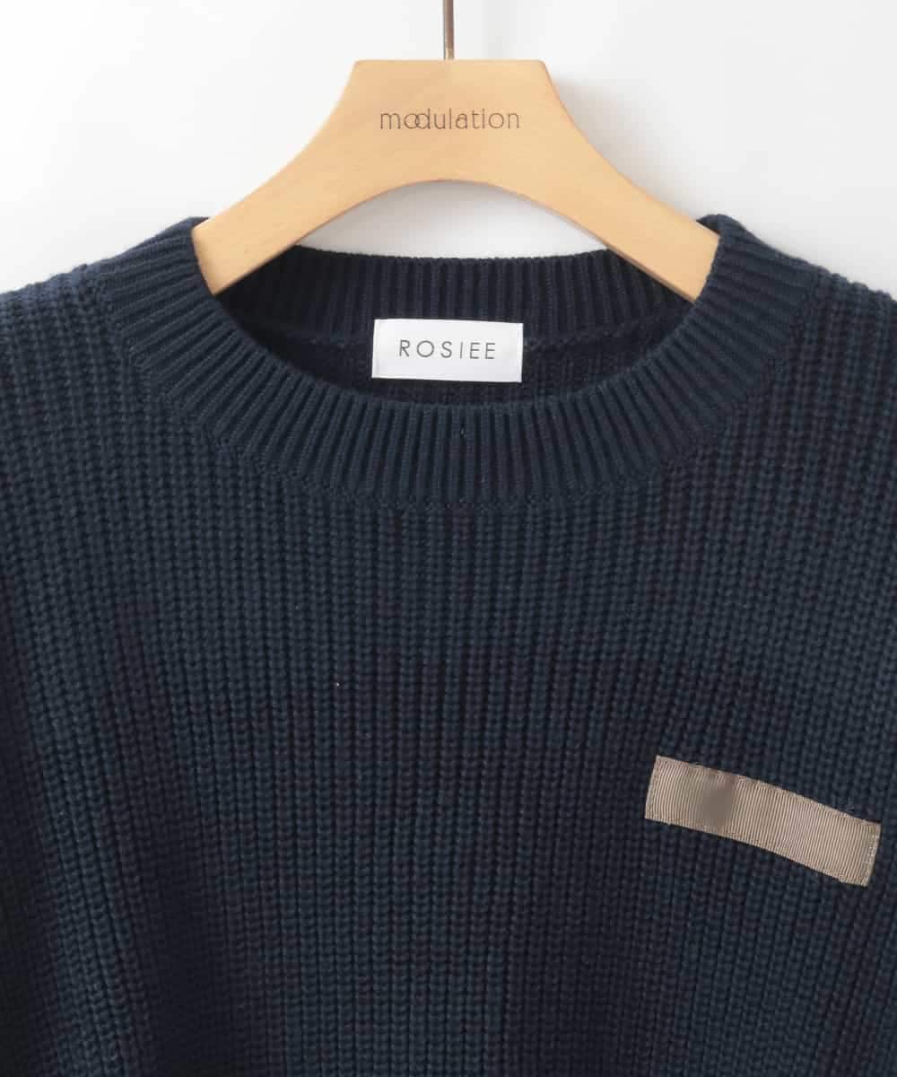 ZMFCE08160 al'aise modulation(アレーズモジュレーション) 【洗える】異素材MIXニットプルオーバー ネイビー