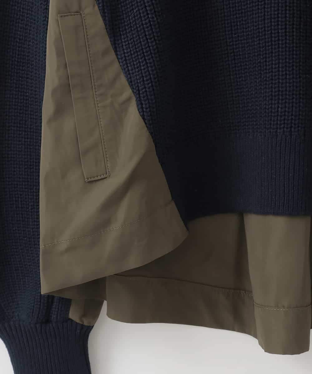 ZMFCE08160 al'aise modulation(アレーズモジュレーション) 【洗える】異素材MIXニットプルオーバー ネイビー