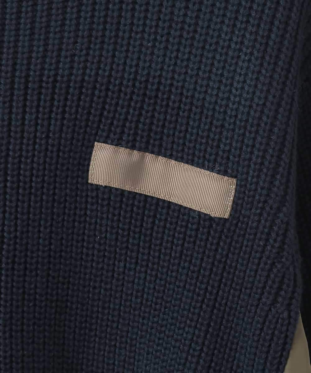 ZMFCE08160 al'aise modulation(アレーズモジュレーション) 【洗える】異素材MIXニットプルオーバー ネイビー