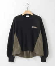 ZMFCE08160 al'aise modulation(アレーズモジュレーション) 【洗える】異素材MIXニットプルオーバー ブラック