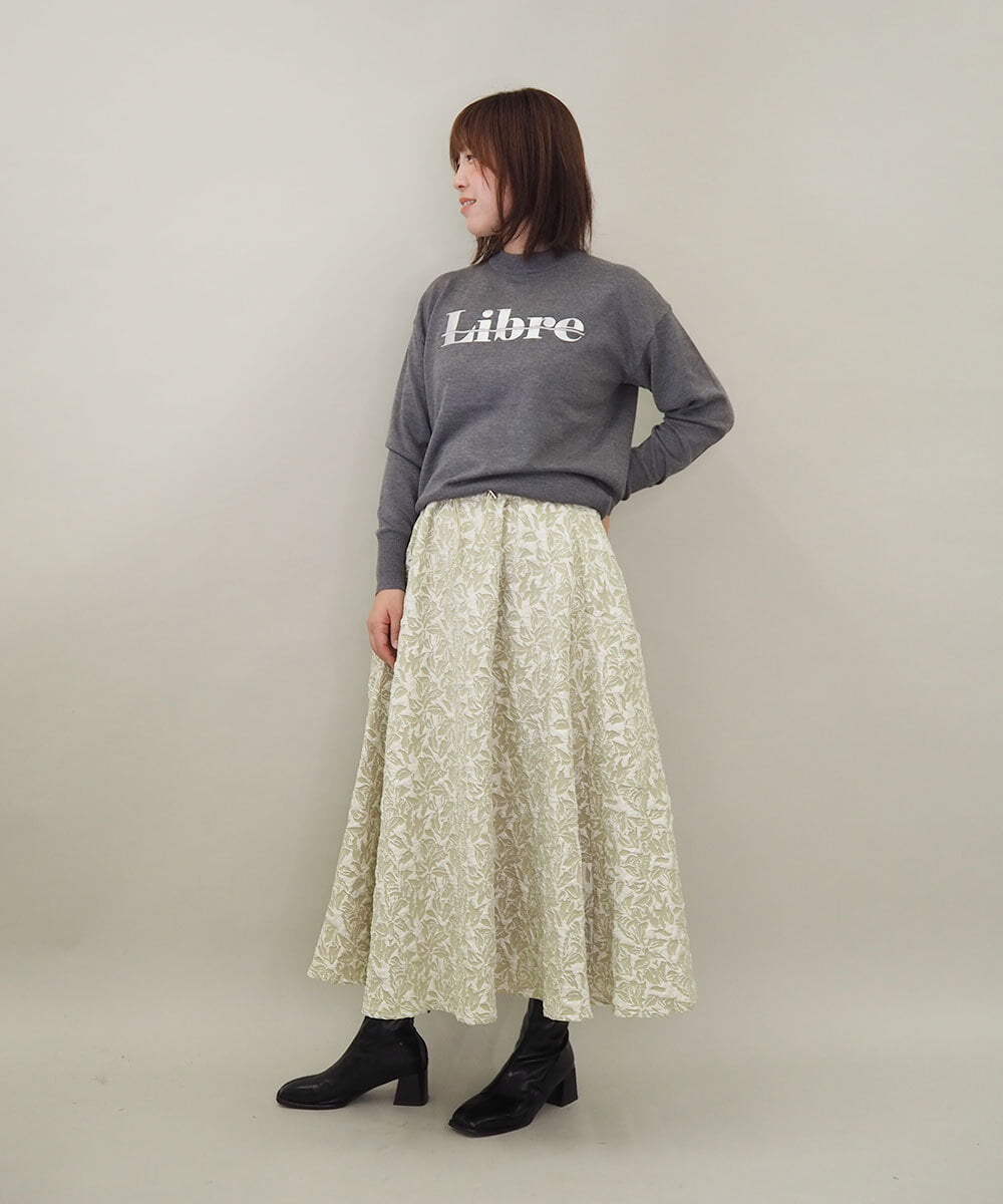 ZMFCE10063 al'aise modulation(アレーズモジュレーション) メタルロゴ刺繍ニットプルオーバー ダークグレー