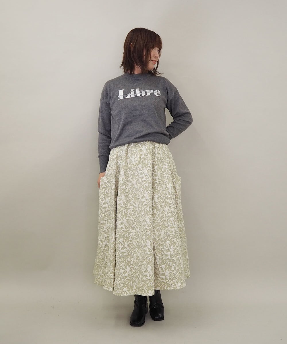 ZMFCE10063 al'aise modulation(アレーズモジュレーション) メタルロゴ刺繍ニットプルオーバー ダークグレー