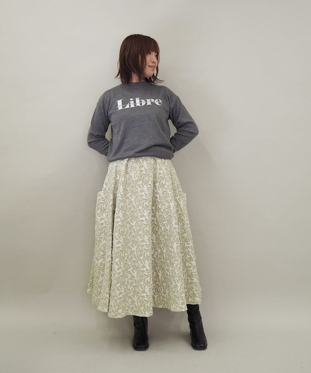 ZMFCE10063 al'aise modulation(アレーズモジュレーション) メタルロゴ刺繍ニットプルオーバー ダークグレー