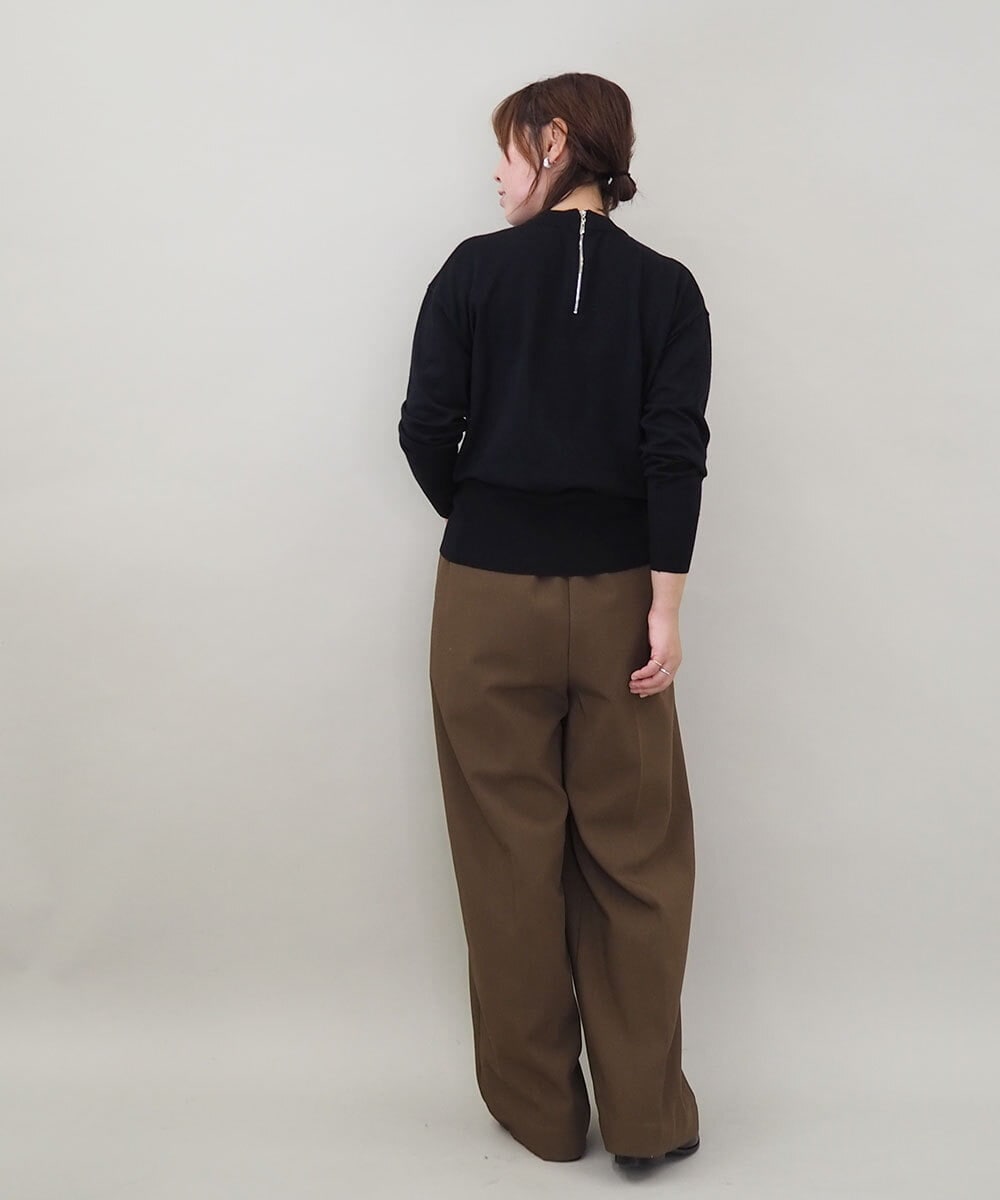 ZMFCE10063 al'aise modulation(アレーズモジュレーション) メタルロゴ刺繍ニットプルオーバー ブラック