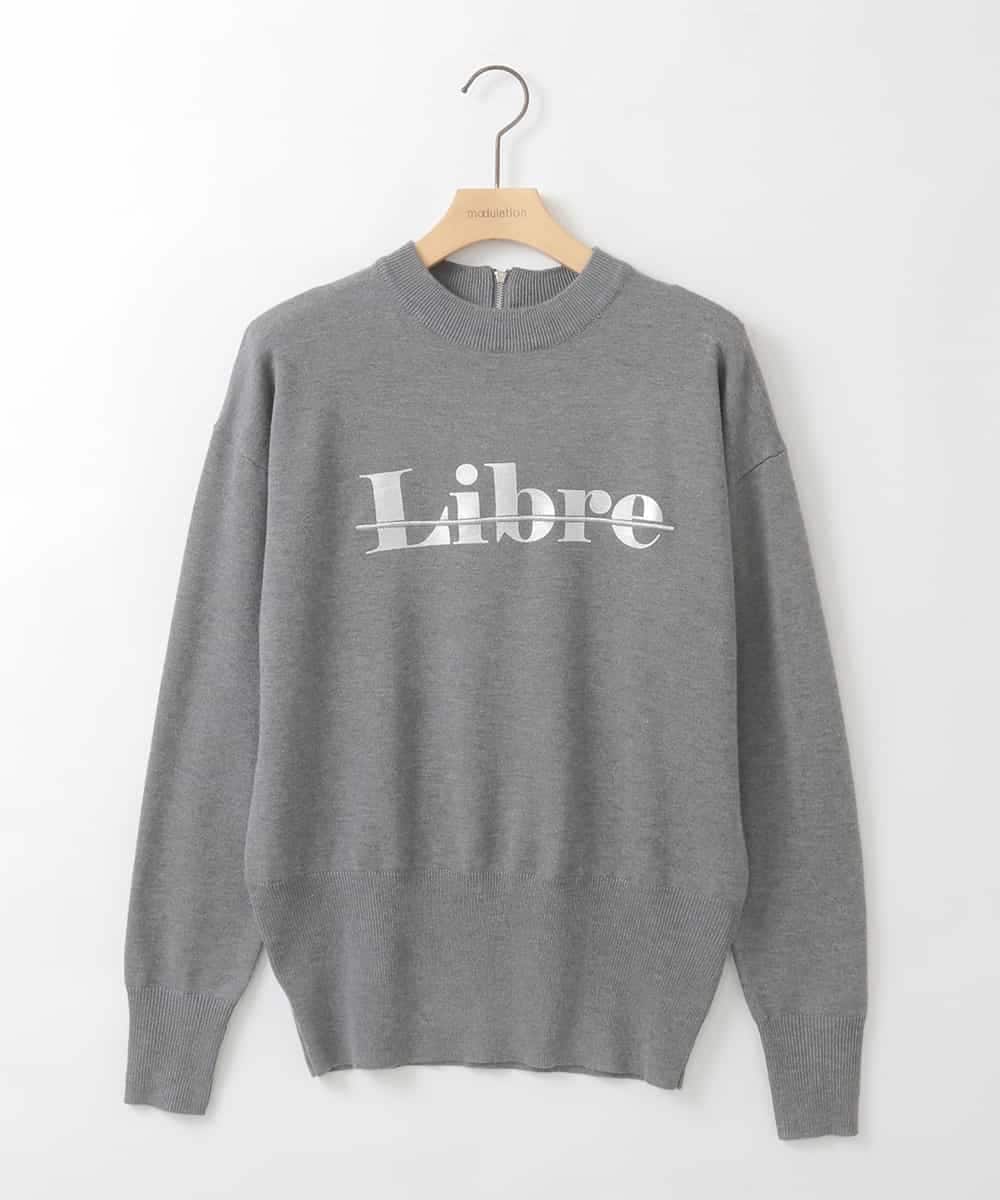 ZMFCE10063 al'aise modulation(アレーズモジュレーション) メタルロゴ刺繍ニットプルオーバー ダークグレー