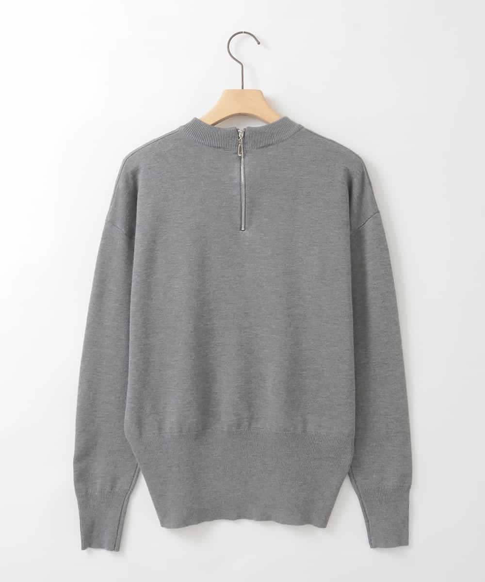 ZMFCE10063 al'aise modulation(アレーズモジュレーション) メタルロゴ刺繍ニットプルオーバー ダークグレー