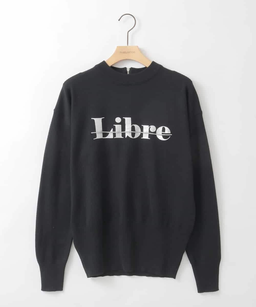 ZMFCE10063 al'aise modulation(アレーズモジュレーション) メタルロゴ刺繍ニットプルオーバー ブラック