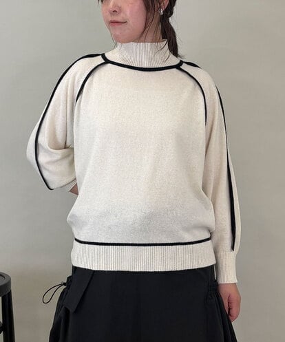ZMFCE11140 al'aise modulation 【洗える】配色ラインカシミヤ混ニットプルオーバー